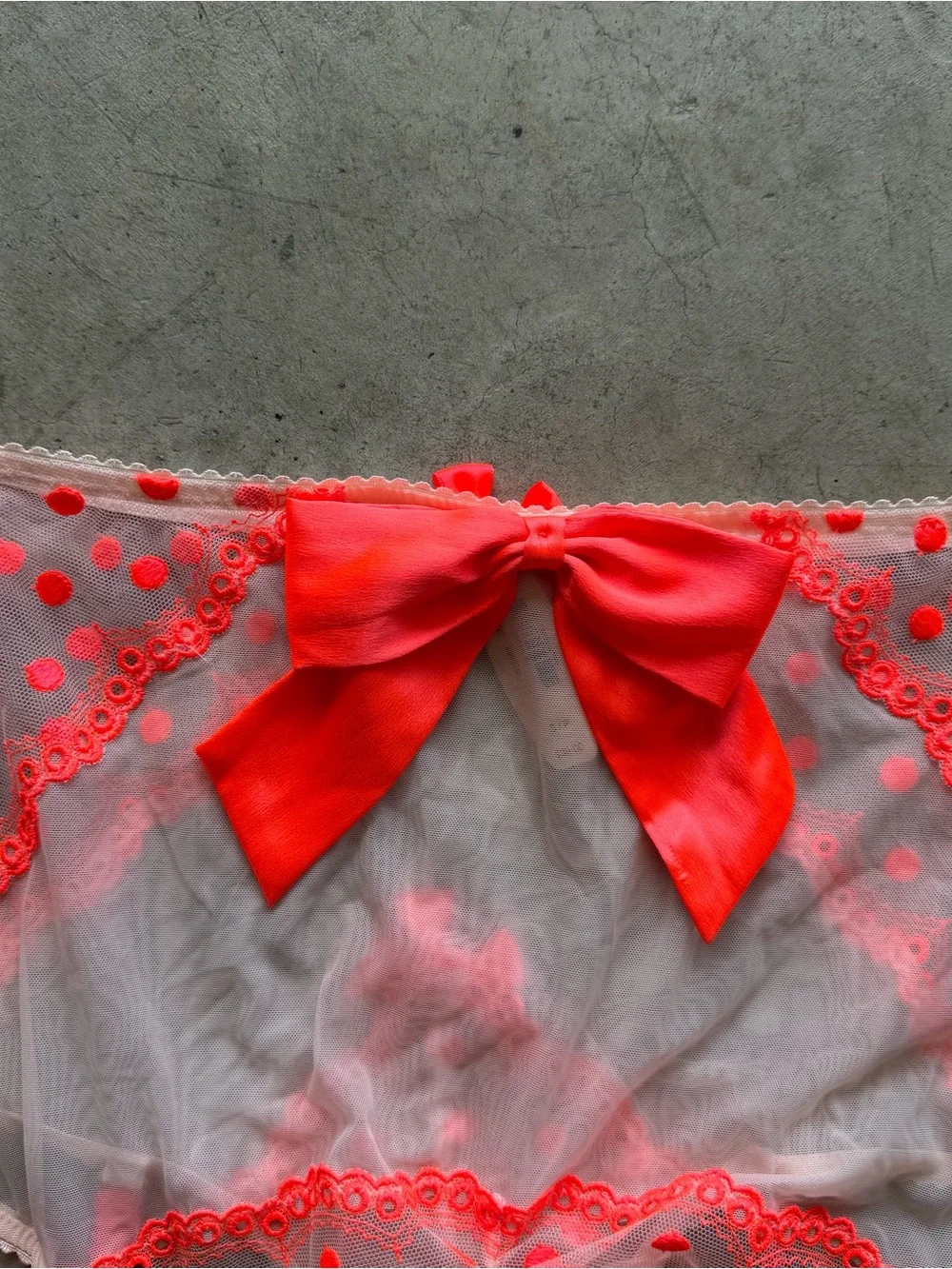 2001 VS neon coral polka dot garter panties